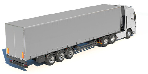 3d illustration - European truck with trailer, on a white background