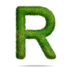Green grass alphabet letter r for text or education concept
