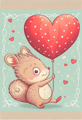 valentine card with squirrel