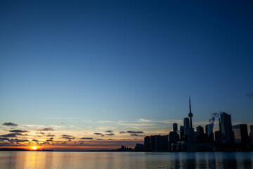 Toronto city skyline at sunset