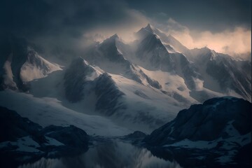 Clouds over high mountains