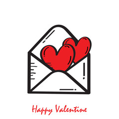 Vector Illustration Doodle Letter With Heart Valentine Icon 