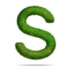 Green grass alphabet letter s for text or education concept
