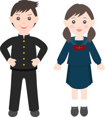 セーラー服の女の子と学生服の男の子