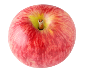 One striped red apple top view, cut out