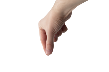 Hand grabbing on a transparent background. The concept of gripping an object, catching something. Male hand on an isolated background.