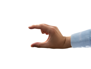 Hand grabbing on a transparent background. The concept of gripping an object, catching something. Male hand on an isolated background.