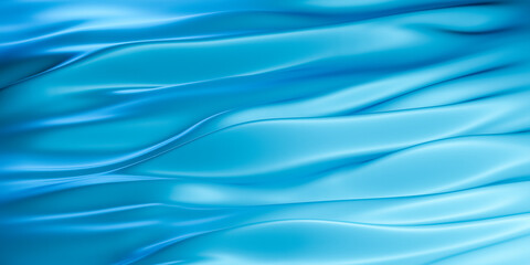 Flowing water or shiny glossy blue silk, smooth velvet or fabric surface with ripples and patterns, realistic 3D illustration as background with copy space for text