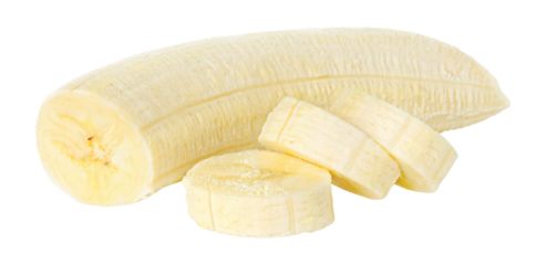 One peeled chopped banana cut out