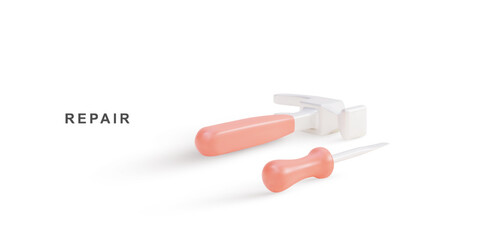 simple repair icon with hammer and screwdriver. Vector illustration.