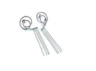 Elegant jewelry set. Jewellery set with gemstones. Jewelry accessories collage. Product still life concept. Ring, necklace and earrings.