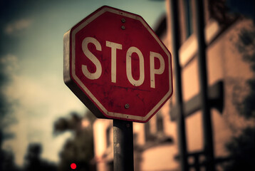Red stop sign art illustration generative ai