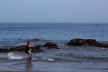 fishing on the beach