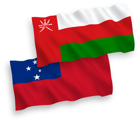 Obraz premium Flags of Sultanate of Oman and Independent State of Samoa on a white background