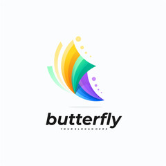 Vector illustration of colorful gradient butterfly.
