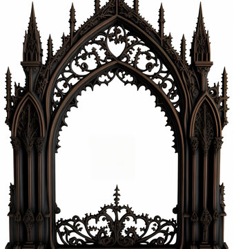 Border frame with copy-space, gothic architecture, cathedral, generative ai