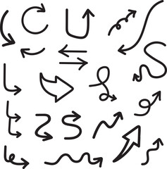 Hand drawn arrow vector icons set. sketch arrow design for business plan and education, Isolate on white background.