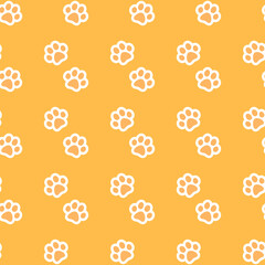 Bright cute seamless pattern. Dog tracks. Animal paw footprint.