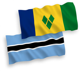 Flags of Saint Vincent and the Grenadines and Botswana on a white background