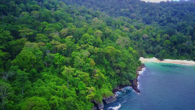 Flying over Teluk Ijo or Green Bay in Banyuwangi. east java