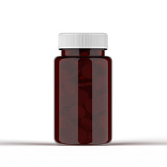 Amber Pills Bottle 3d Rendering 