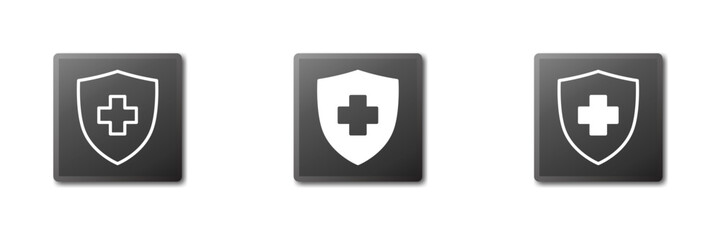 Health shield icons. Health protection symbols. Safety medicine. Flat vector illustration.
