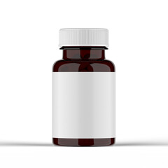 Amber Pills Bottle 3d Rendering 