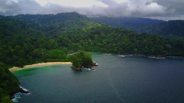 Flying over Teluk Ijo or Green Bay in Banyuwangi. east java