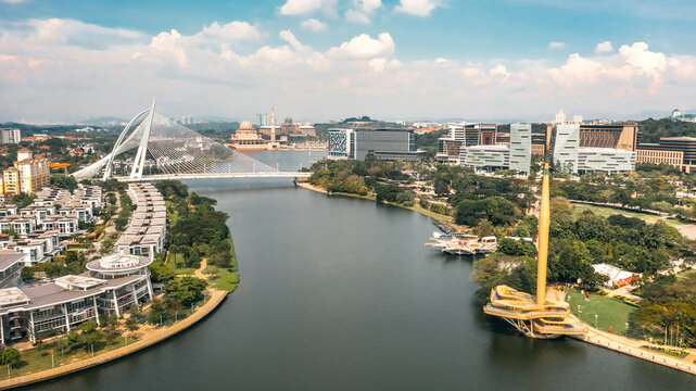 Cityscape of Putrajaya. This city functions as the administrative capital and the judicial capital of Malaysia