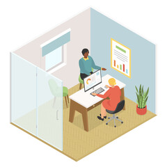 Office work - modern vector colorful isometric illustration
