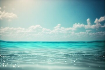 Fototapeta na wymiar Hintergrundbild, Verschwommenes Meer mit Wolken, Generative AI