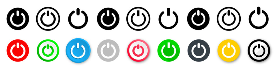 On-off power button icon set. Power Switch icon. Press start button sign. Switch on switch off icon. Start power icon. Vector illustration.