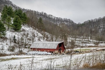 country barn in winter