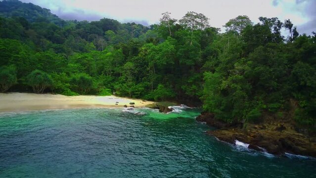 Flying over Teluk Ijo or Green Bay in Banyuwangi. east java