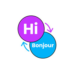English French Translation Icon Label Design Vector