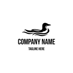 Murre logo design icon. Thick-billed Murre  logo design inspiration. Murre animal logo design template. Animal symbol logotype. Murre symbol silhouette.