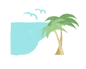 沖縄の海のイラスト　観光　水彩