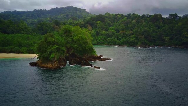 Flying over Teluk Ijo or Green Bay in Banyuwangi. east java