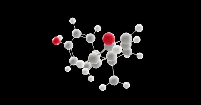 Bisphenol A molecule, rotating 3D model of BPA, C15H16O2, looped video with alpha channel
