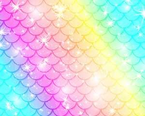 Fairy background. Unicorn pattern. Holographic magic stars. © KrikHill