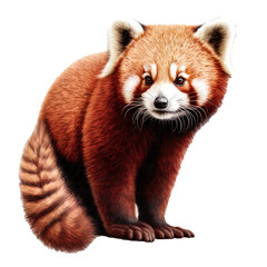 red panda in wilderness illustration on isolated background