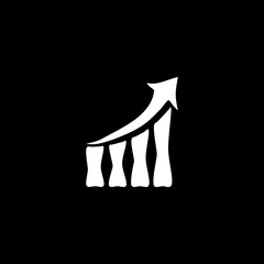 Economic growth up arrow  icon isolated on black background.
