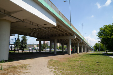 Fototapeta na wymiar Niepodległości avenue road viaduct in Mielec, Poland.