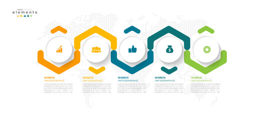 Infographic design template with icons and 5 options or steps. Can be used for process, presentations, layout, banner,info graph vector illustration.