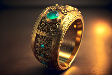 A ring that grants the wearer the ability to teleport to any location they can imagine. Time travel Magical ring. Generative AI