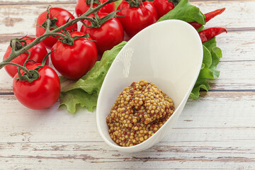 Mustard seeds sauce in the bowl