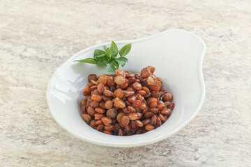 Boiled lentil in the bowl