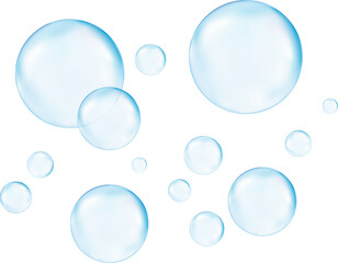Fototapeta 3d bubbles underwater on blue background. Soap bubbles vector illustration obraz