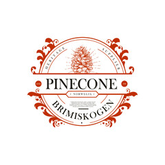pine cone logo, badge and emblem design
