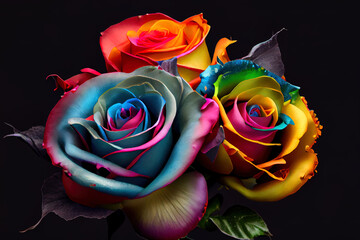 Fototapeta na wymiar surprising multicolored roses